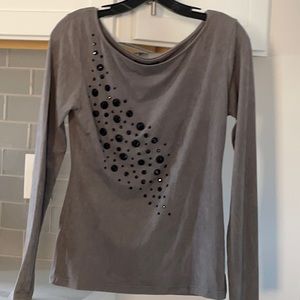 NWT Anjara Long Sleeve Gray Gemmed Top